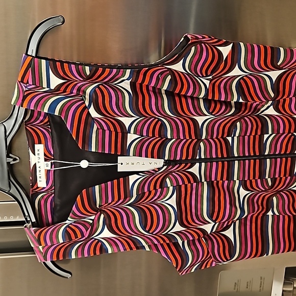 💕TRINA TURK💕 The Kindle Dress ~ Ribbon Print Stretch Faille 10 NWT - Picture 7 of 12